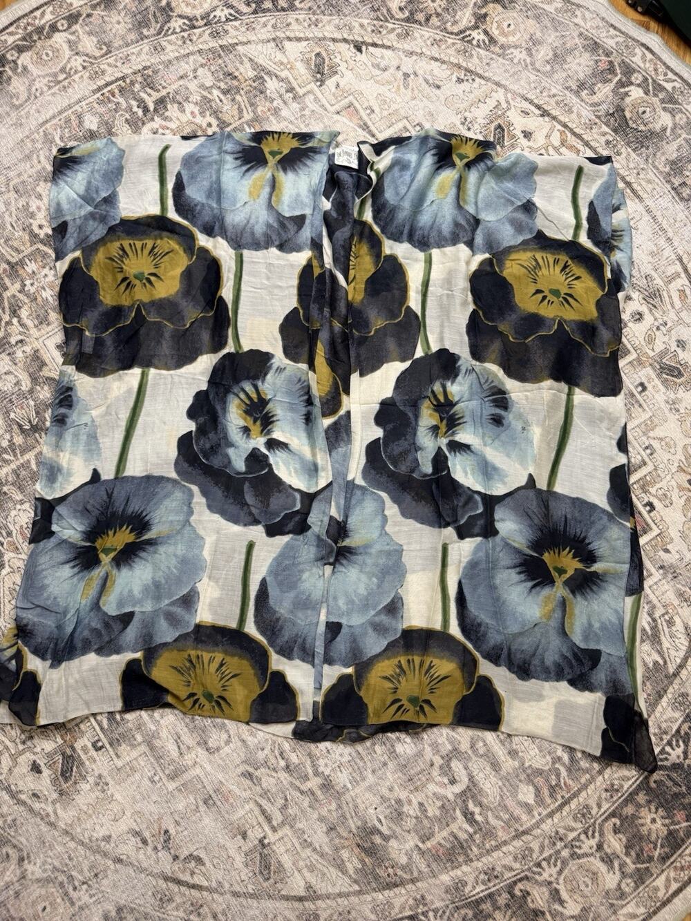 One Hundred Stars Pansy Floral Throwover Summer Kimono Cardigan One Size
